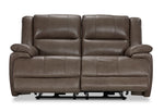 Allie Leather Dual Power Reclining Loveseat - Mocha