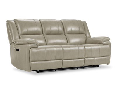 Allie Leather Dual Power Reclining Sofa - Fog