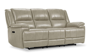Allie Leather Dual Power Reclining Sofa - Fog