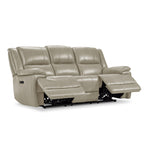 Allie Leather Dual Power Reclining Sofa - Fog