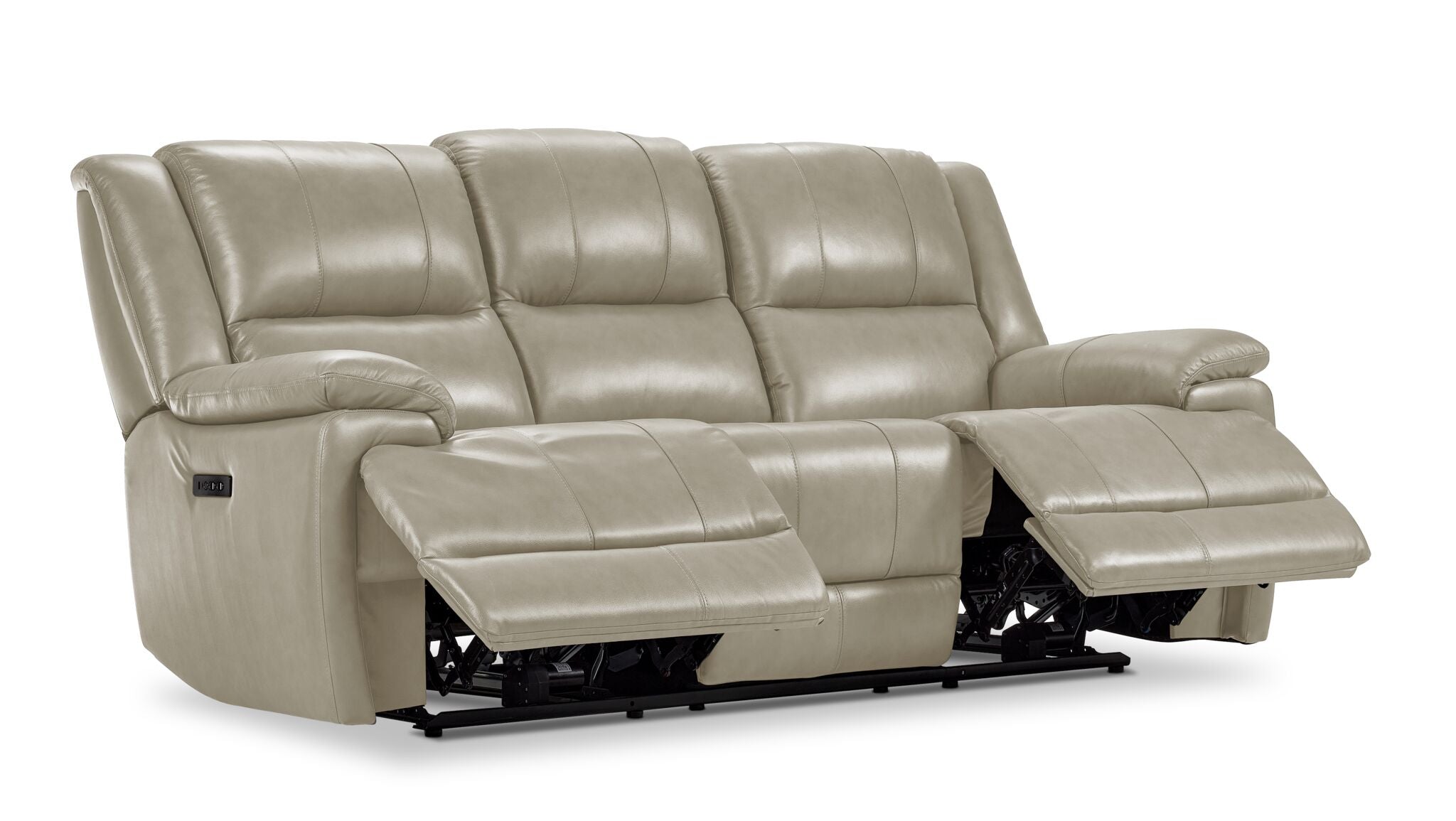 Allie Leather Dual Power Reclining Sofa - Fog