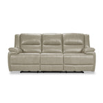 Allie Leather Dual Power Reclining Sofa - Fog