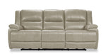 Allie Leather Dual Power Reclining Sofa - Fog