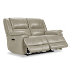 Allie Leather Dual Power Reclining Loveseat - Fog