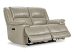 Allie Leather Dual Power Reclining Loveseat - Fog