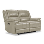 Allie Leather Dual Power Reclining Sofa and Loveseat Set - Fog