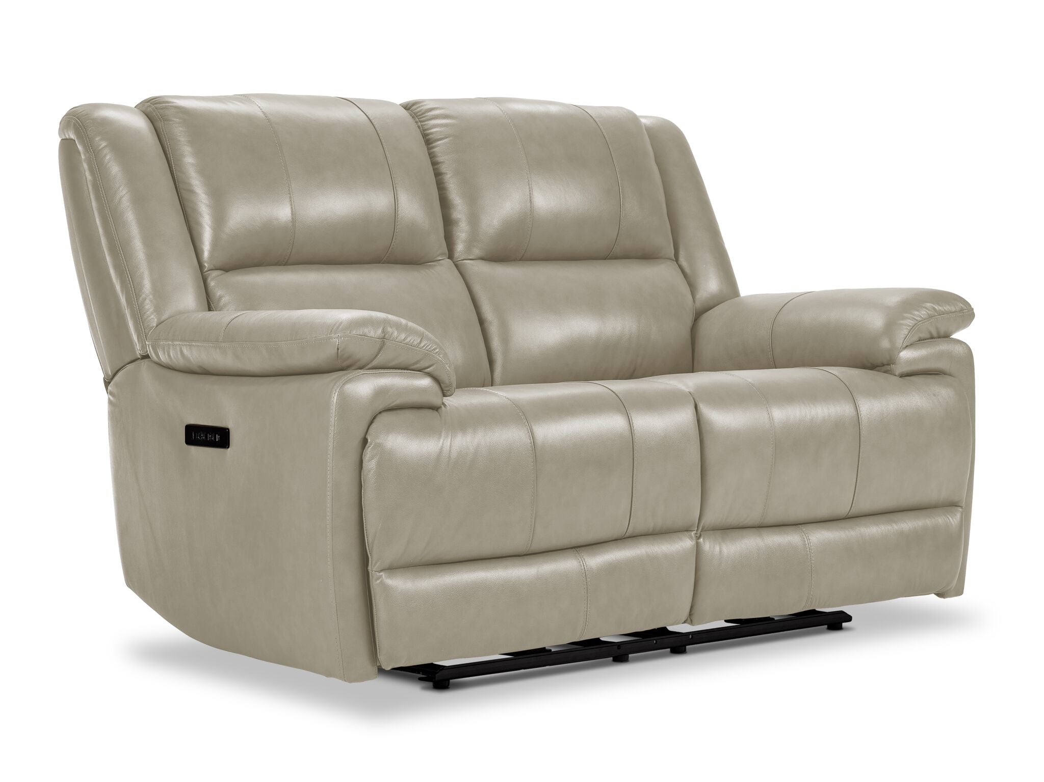 Allie Leather Dual Power Reclining Sofa and Loveseat Set - Fog