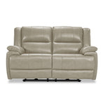 Allie Leather Dual Power Reclining Loveseat - Fog