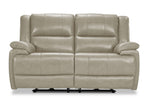 Allie Leather Dual Power Reclining Loveseat - Fog