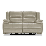 Allie Leather Dual Power Reclining Loveseat - Fog