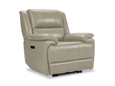 Allie Leather Dual Power Recliner - Fog