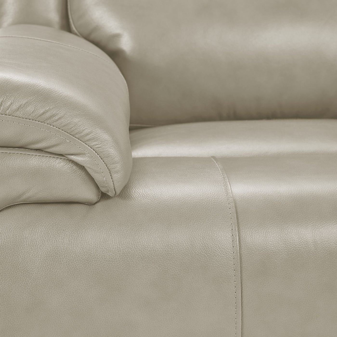 Allie Leather Dual Power Reclining Sofa and Loveseat Set - Fog