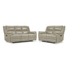 Allie Leather Dual Power Reclining Sofa and Loveseat Set - Fog