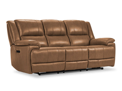 Allie Leather Dual Power Reclining Sofa - Canyon