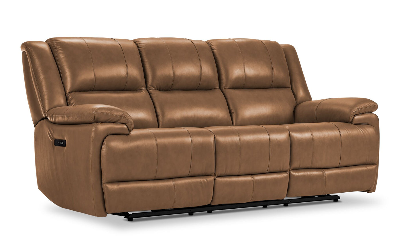 Allie Leather Dual Power Reclining Sofa, Loveseat and Recliner Set -Canyon