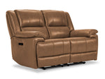 Allie Leather Dual Power Reclining Loveseat - Canyon