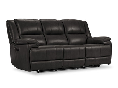 Allie Leather Dual Power Reclining Sofa - Granite