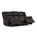 Allie Leather Dual Power Reclining Sofa - Granite