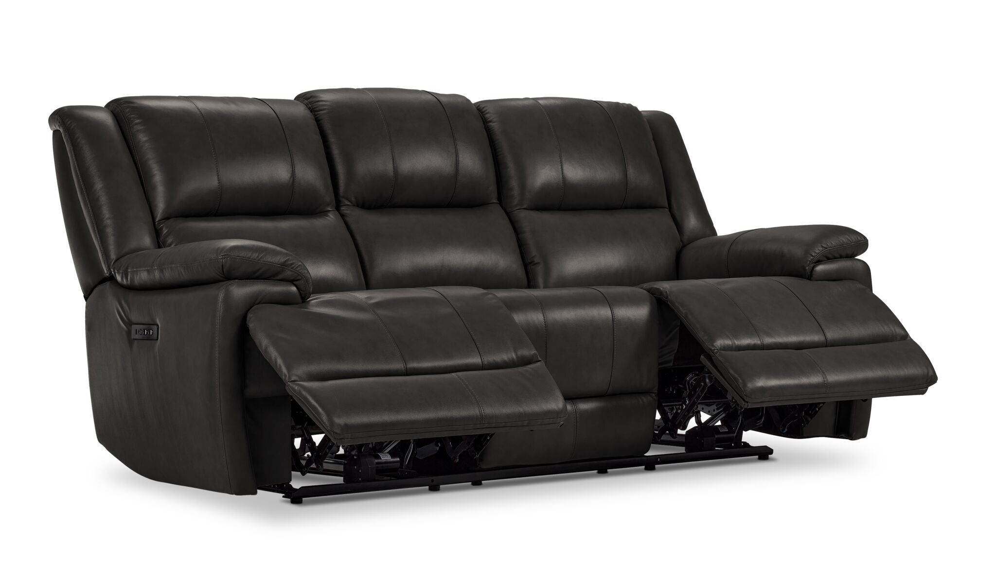 Allie Leather Dual Power Reclining Sofa - Granite