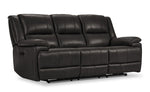 Allie Leather Dual Power Reclining Sofa and Recliner Set - Granite