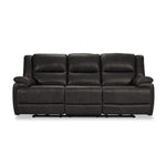 Allie Leather Dual Power Reclining Sofa - Granite