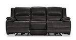 Allie Leather Dual Power Reclining Sofa - Granite
