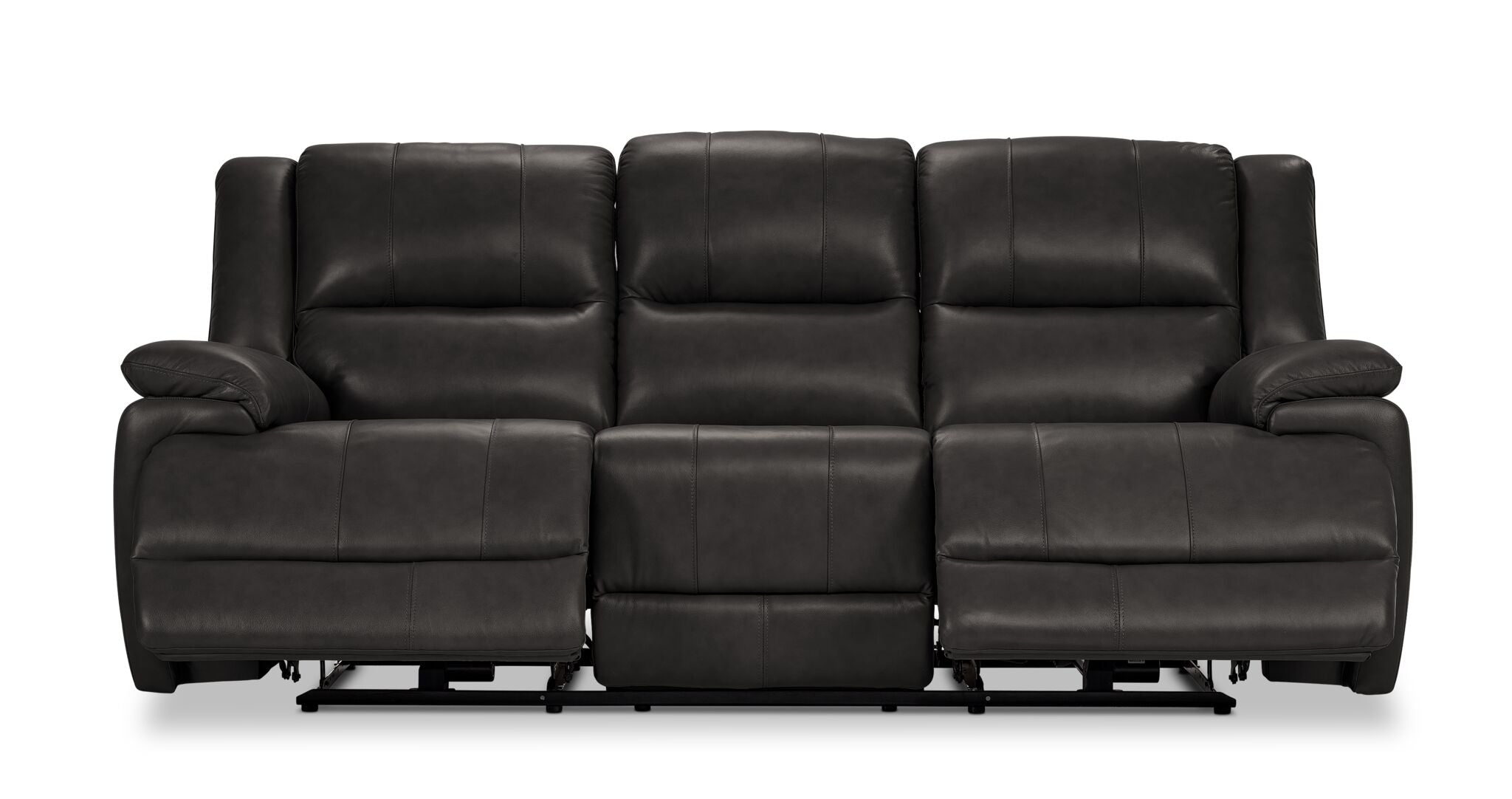 Allie Leather Dual Power Reclining Sofa - Granite