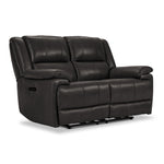 Allie Leather Dual Power Reclining Sofa, Loveseat and Recliner Set - Granite