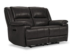 Allie Leather Dual Power Reclining Sofa, Loveseat and Recliner Set - Granite