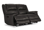 Allie Leather Dual Power Reclining Loveseat - Granite