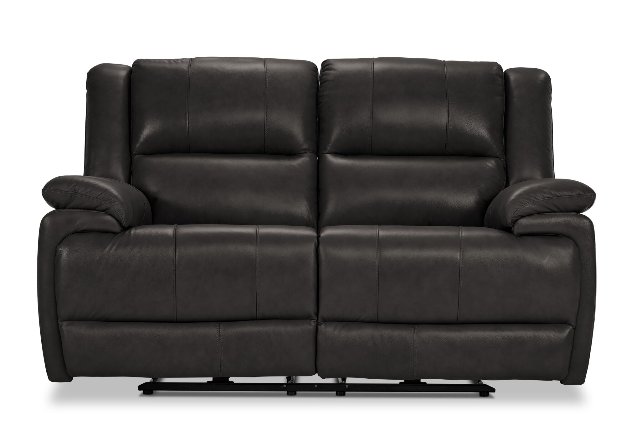 Allie Leather Dual Power Reclining Loveseat - Granite