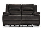 Allie Leather Dual Power Reclining Loveseat - Granite