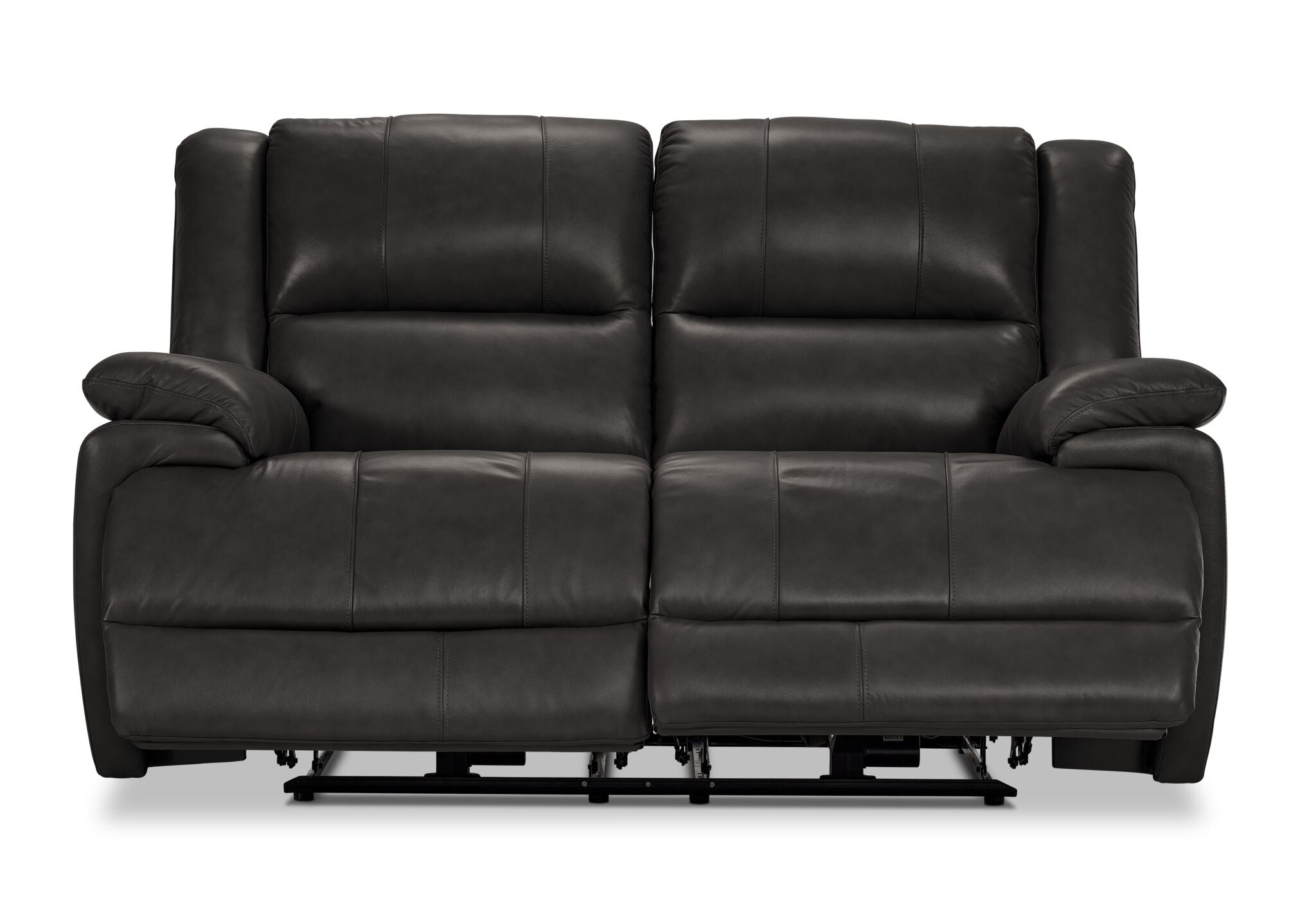 Allie Leather Dual Power Reclining Loveseat - Granite