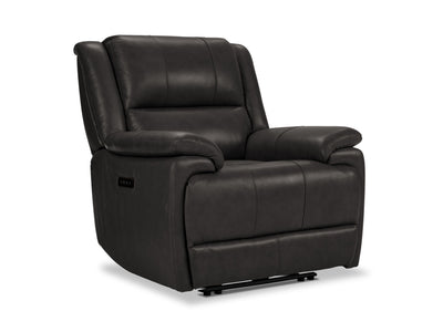 Allie Leather Dual Power Recliner - Granite