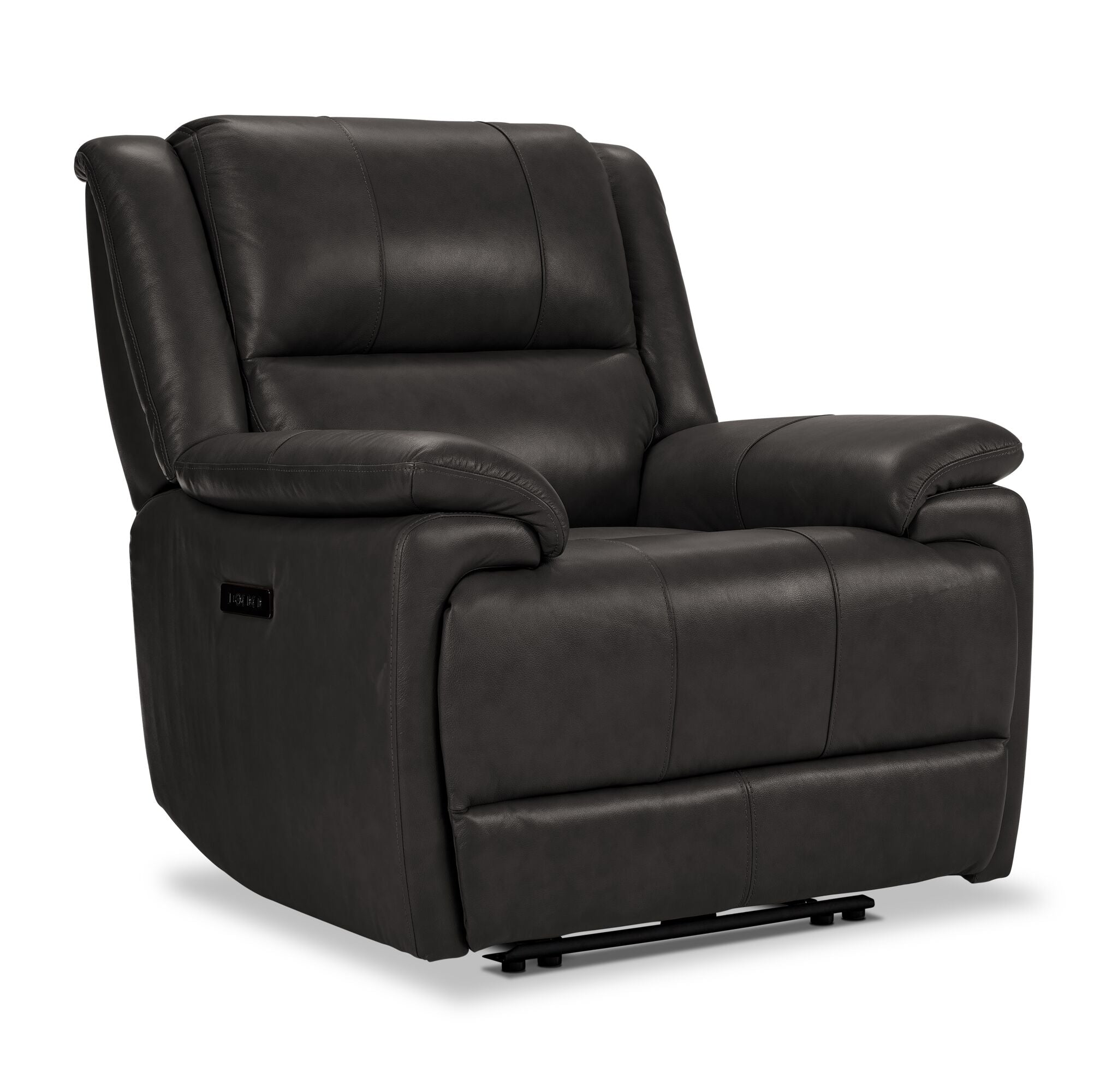 Allie Leather Dual Power Recliner - Granite