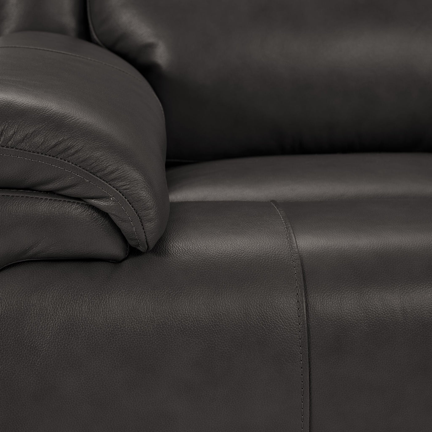 Allie Leather Dual Power Reclining Sofa, Loveseat and Recliner Set - Granite