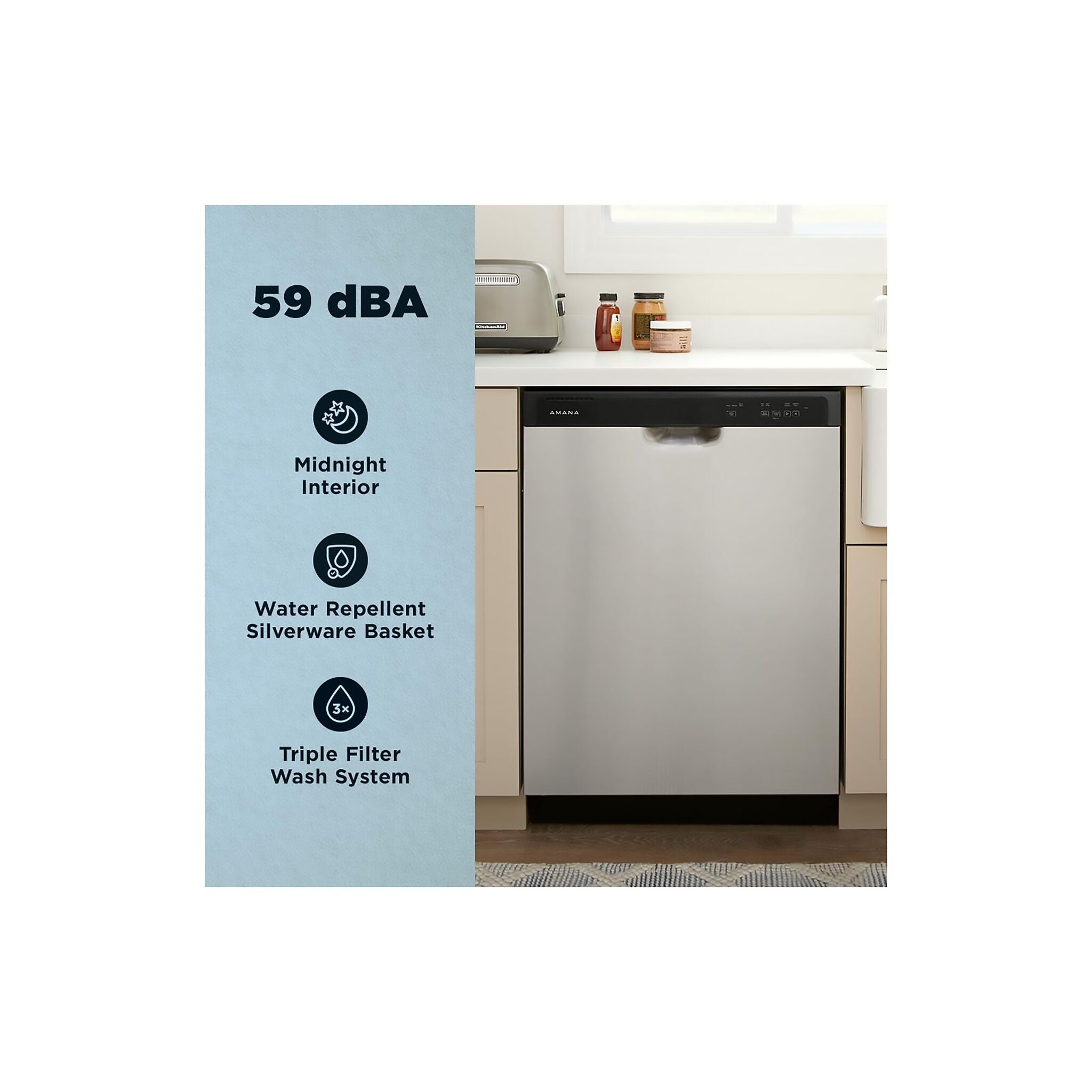 Amana Stainless Steel Dishwaser with Quick Wash Cycle - ADFS2524RS--