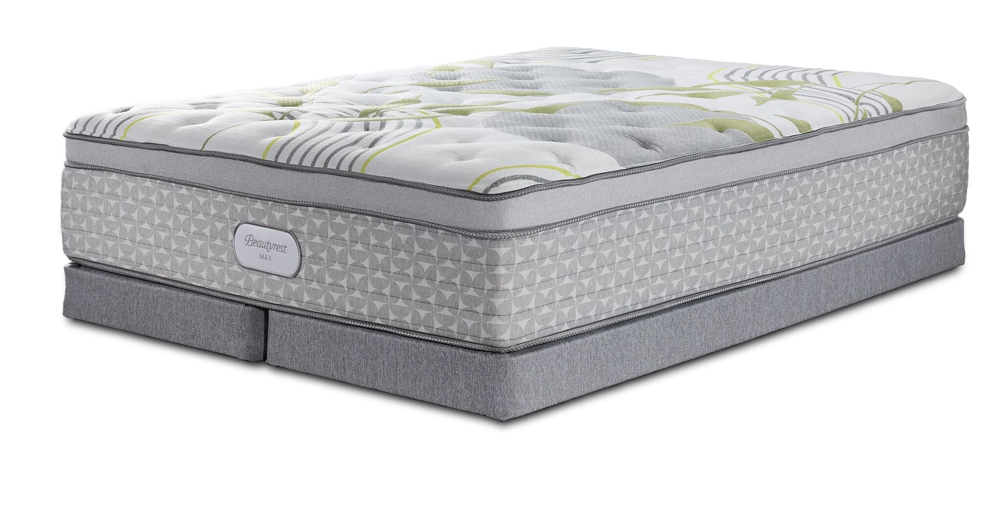 Beautyrest Max Amber Euro Top Plush Queen Mattress and Low Profile Split Boxspring Set