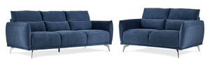 Arie Sofa and Loveseat Set - Blue