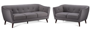 Ava II Sofa and Loveseat Set - Light Grey