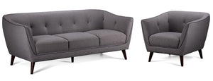 Ava II Sofa and Chair Set - Light Grey
