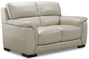 Avalon Leather Loveseat - Oyster Grey Cream