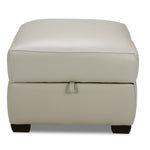 Avalon Leather Ottoman - Oyster Grey Cream