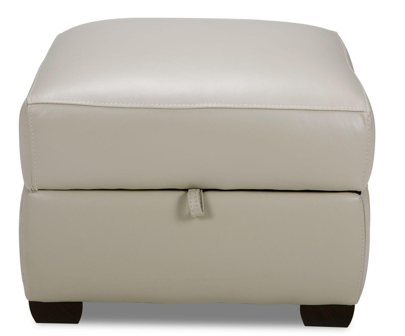 Avalon Leather Ottoman - Oyster Grey Cream