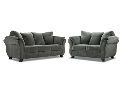 Avery Sofa and Loveseat Set - Charcoal