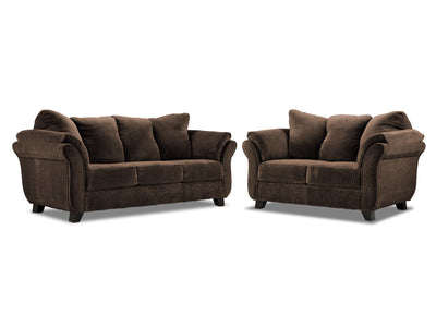 Avery Sofa and Loveseat Set - Chocolate