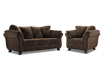 Avery Sofa and Chair Set - Chocolate