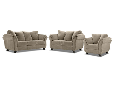 Avery Sofa, Loveseat and Chair Set - Toast