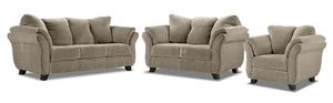 Avery Sofa, Loveseat and Chair Set - Toast