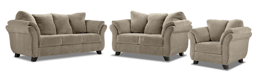 Avery Sofa, Loveseat and Chair Set - Toast